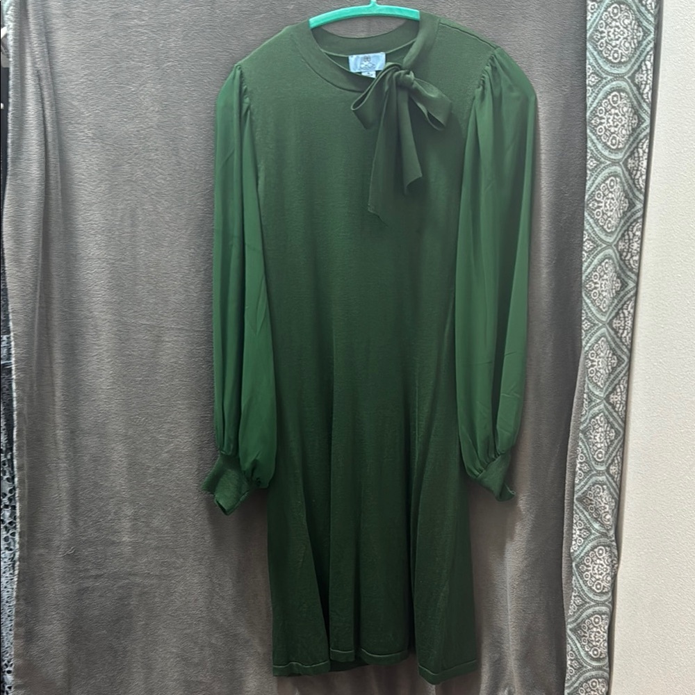 CeCe Forest Green Knit Top with Bow